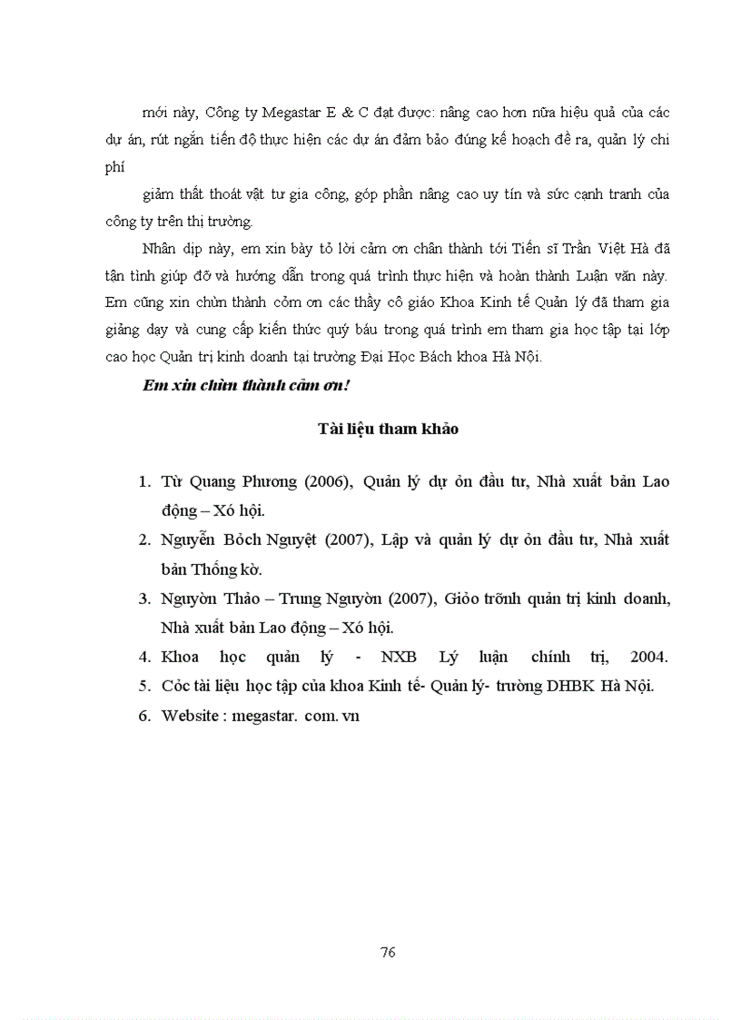 image for page Thực trạng công tác quản lý dự án tại công ty tnhh mtv cơ khí và xây dựng megastar