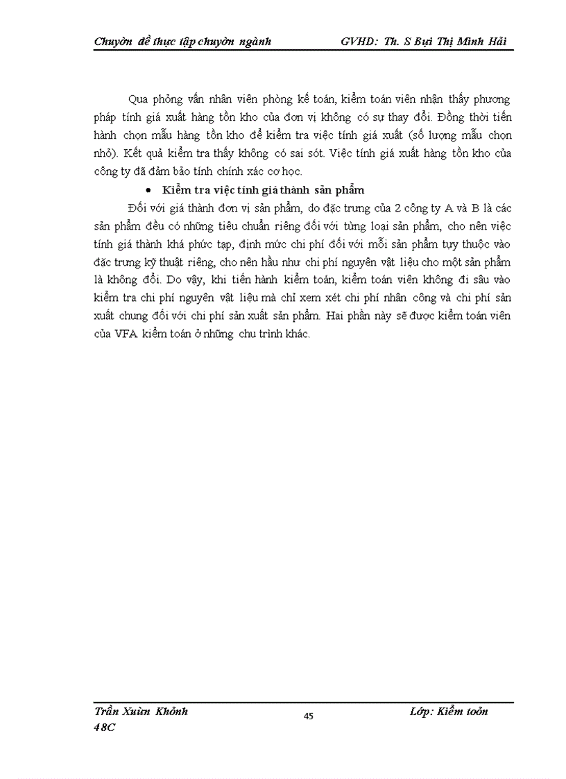 image for page Hoàn thiện Kiểm toán khoản mục Hàng tồn kho trong kiểm toán báo cáo tài chính do Công ty Trách nhiệm hữu hạn Kiểm toán VFA thực hiện