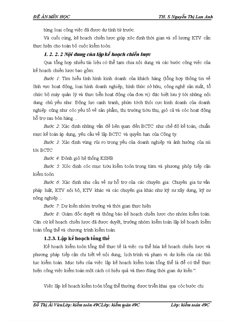 image for page Lập kế hoạch kiểm toán báo cáo tài chính”