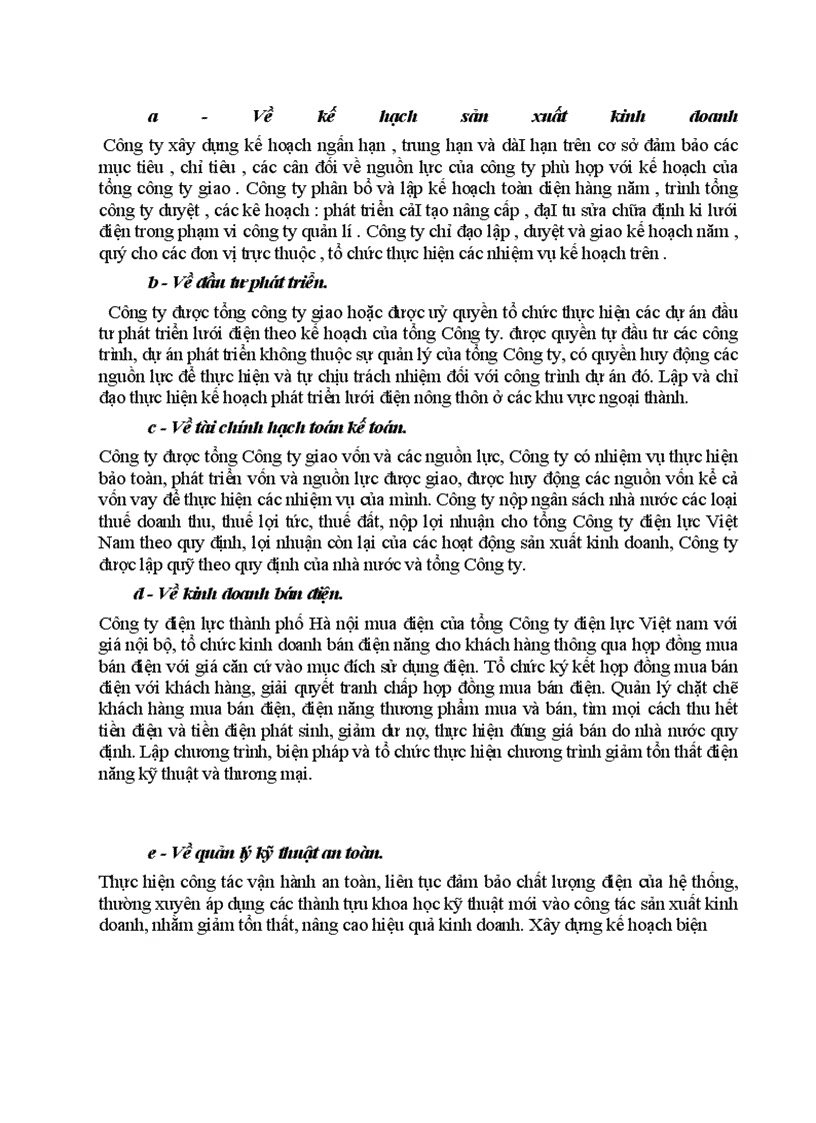 image for page Tình hình sản xuất kinh doanh của công ty điện lực Hà nội