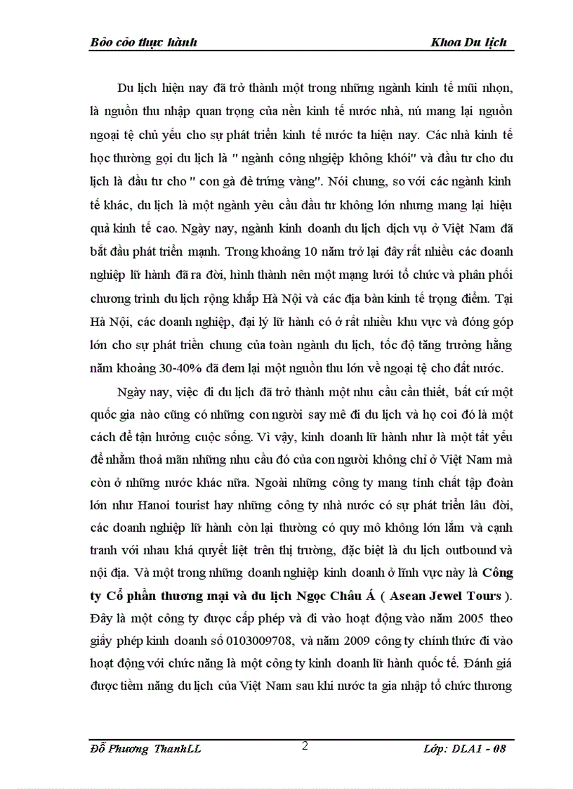 image for page Ảnh hưởng của khách du lịch trong kinh doanh du lịch của công ty du lịch Ngọc Châu Á