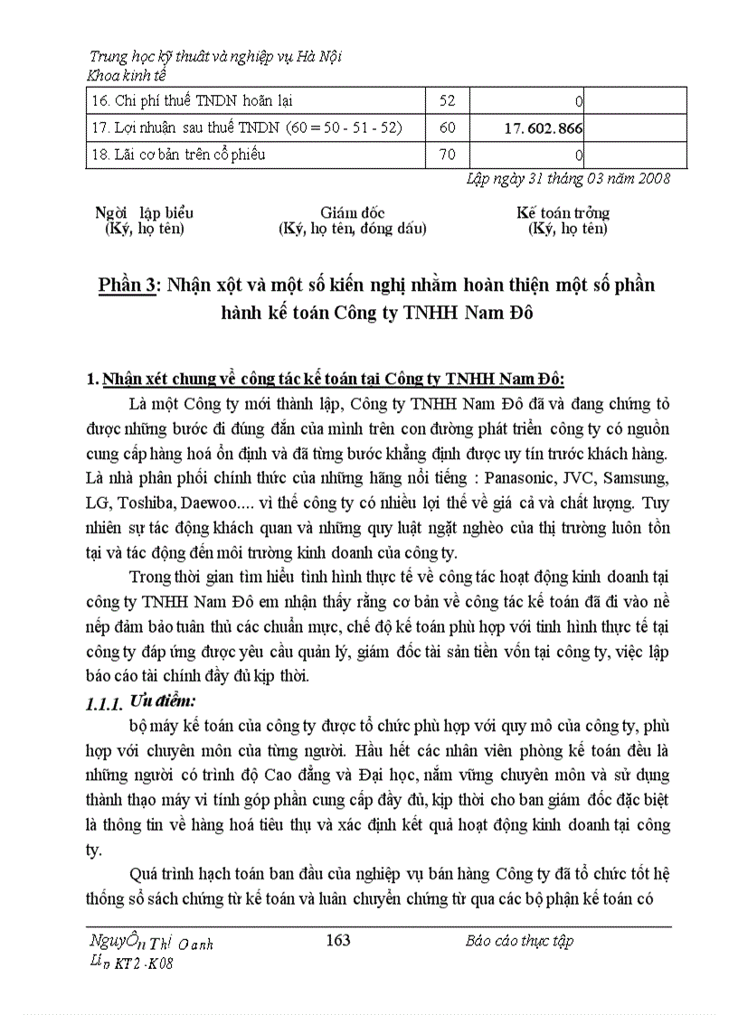 image for page Thực trạng công tác hạch toán kế toán tổng hợp tại Công ty TNHH NAM ĐÔ