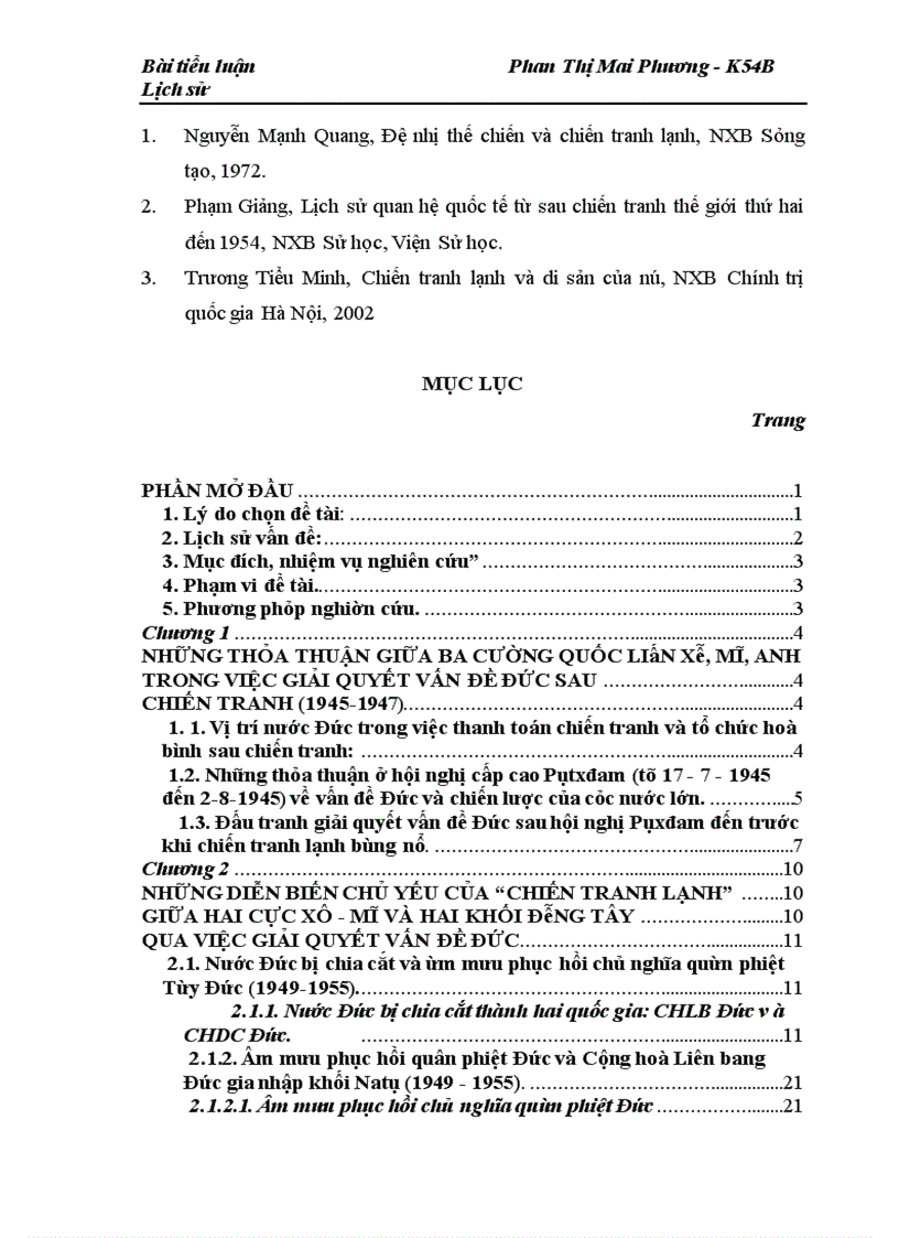 image for page Những diễn biến chủ yếu của cuộc chiến tranh lạnh giữa hai cực Xô- Mĩ và khối Đông- Tây qua việc giải quyết vấn đề Đức sau năm 1945