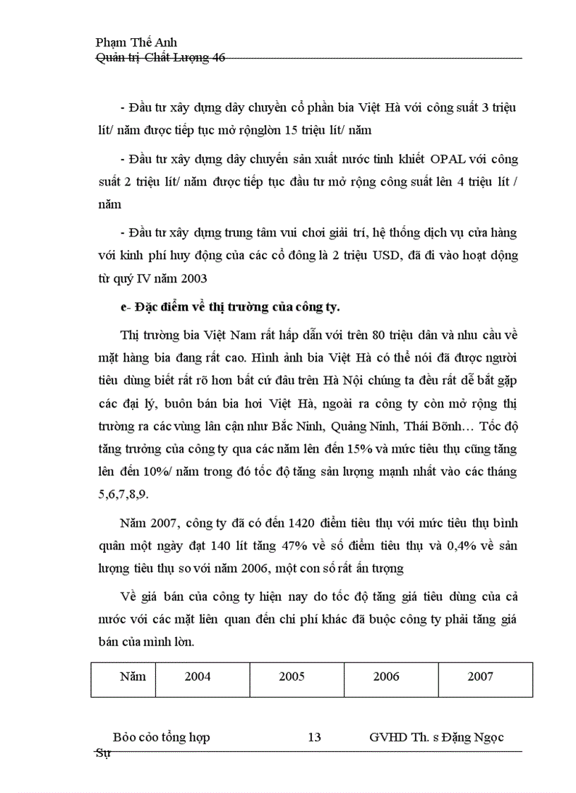 image for page Hoạt động nâng cao chất lượng quy trình sản xuất bia hơi của công ty việt hà