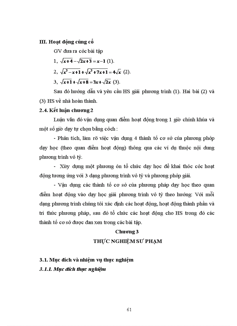 image for page Vận dụng quan điểm hoạt động trong dạy học phương trình vô tỷ ở trường trung học phổ thông