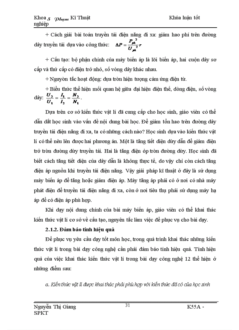 image for page Khai thác kiến thức vật lí trong dạy học phần kĩ thuật điện môn công nghệ 12 nhằm tích cực hóa hoạt động nhận thức của học sinh THPT
