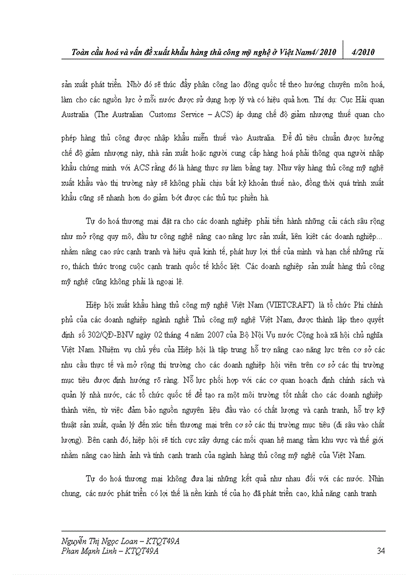 image for page Toàn cầu hoá và vấn đề xuất khẩu hàng thủ ng mỹ nghệ ở Việt Nam