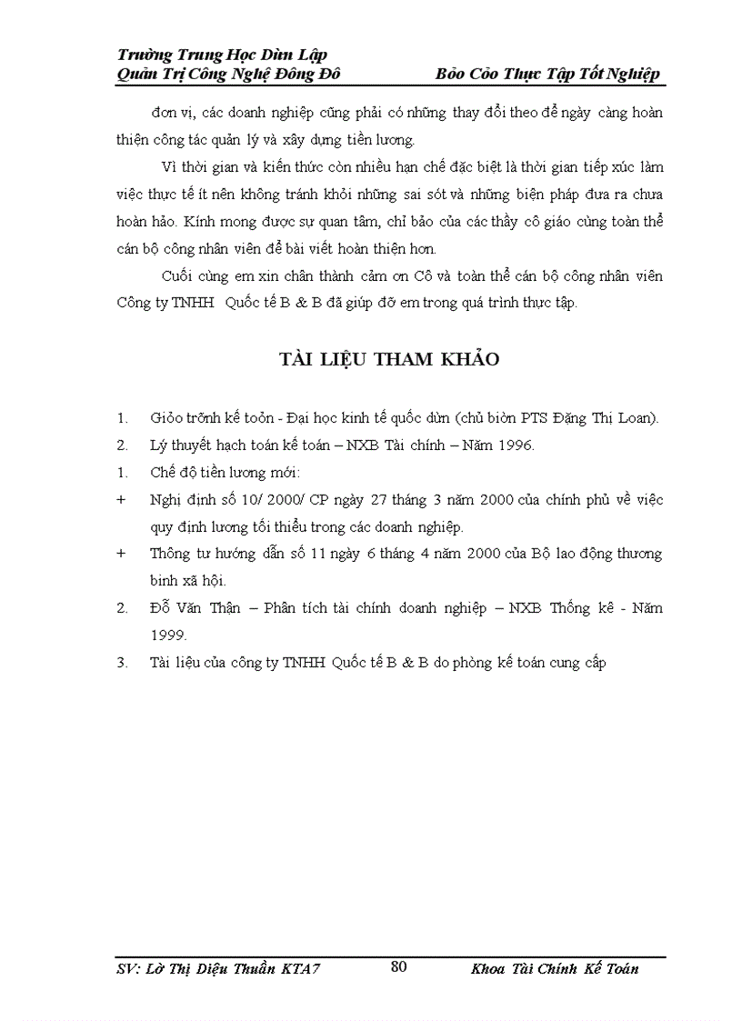 image for page Kế tóan tiền lương và các khoản trích theo lương tại Công ty trách nhiệm hữu hạn Quốc tế B&B làm báo cáo thực tập tốt nghiệp.