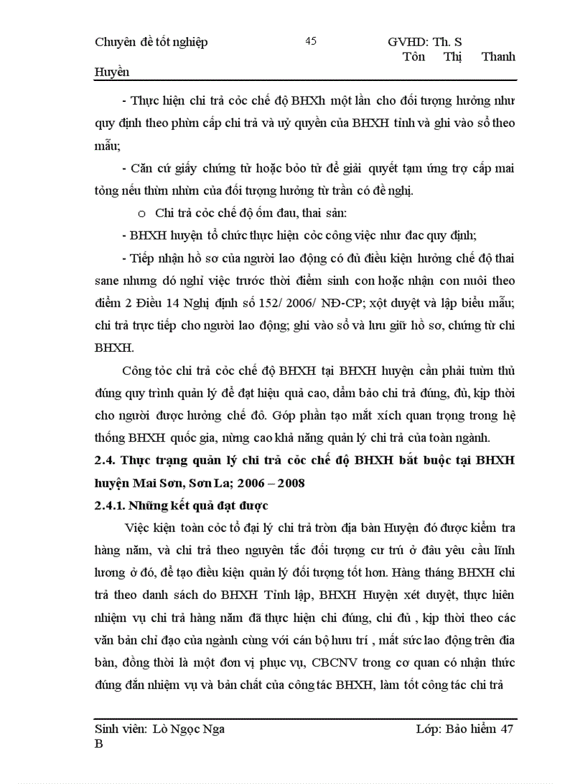 image for page Tình hình quản lý chi trả các chế độ BHXH bắt buộc tại BHXH huyện Mai Sơn tỉnh Sơn La, giai đoạn 2006 – 2008