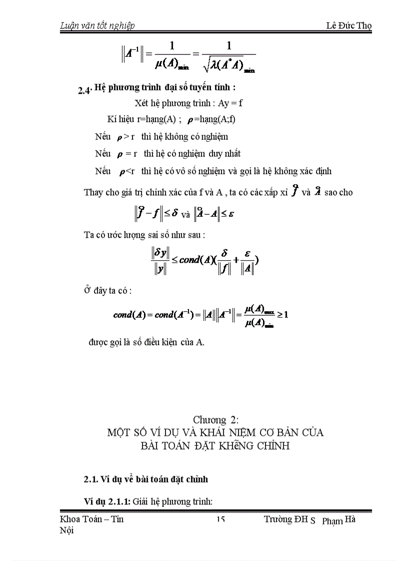 image for page Phương Pháp Hiệu Chỉnh Giải Bài Toán Đặt Không Chỉnh