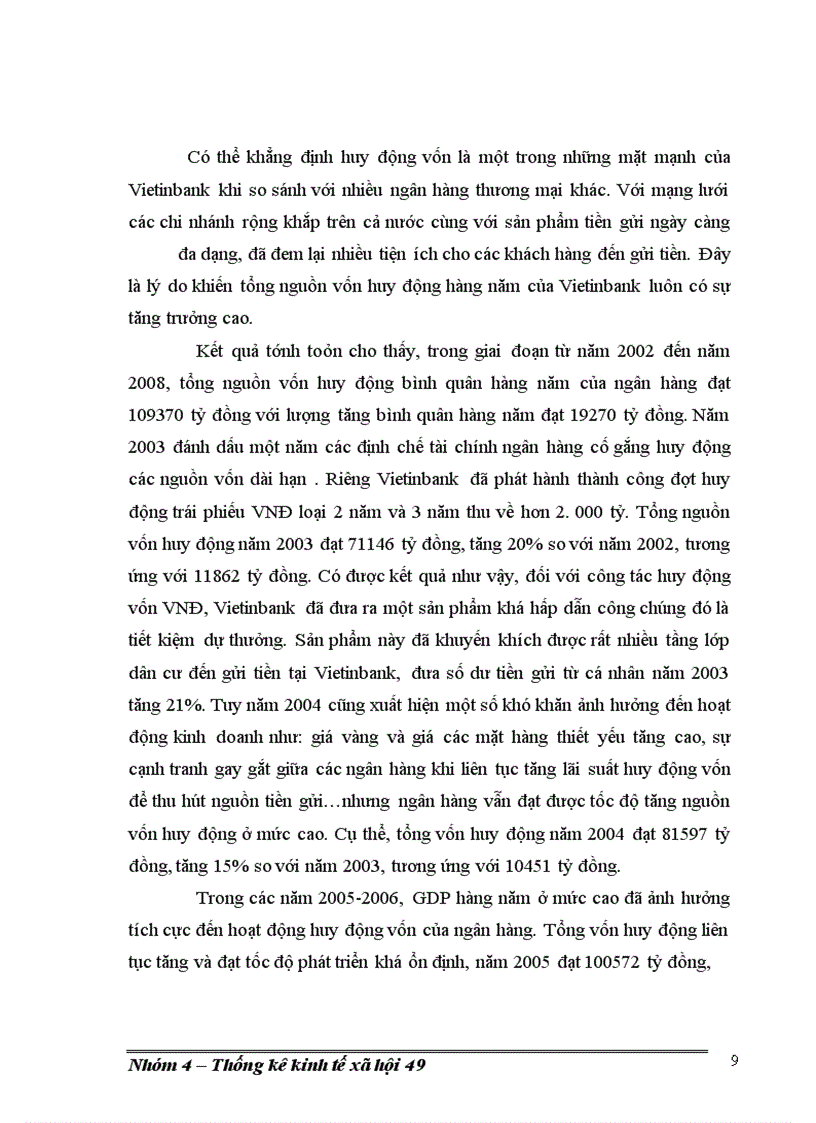 Phân tích thống kê hoạt động huy động vốn của ngân hàng Công ThươngViệt Nam giai đoạn 2002-2008