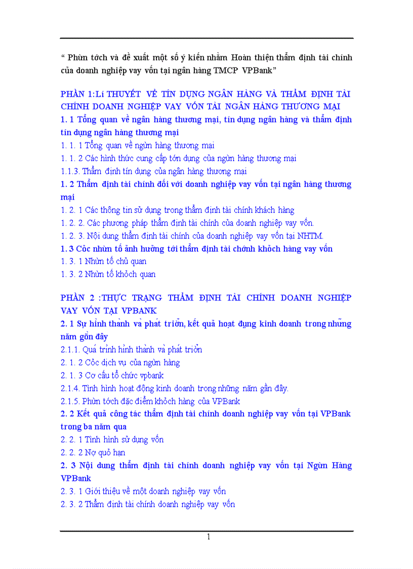 image for page Thực trạng thẩm định tài chính doanh nghiệp vay vốn tại VPBANK