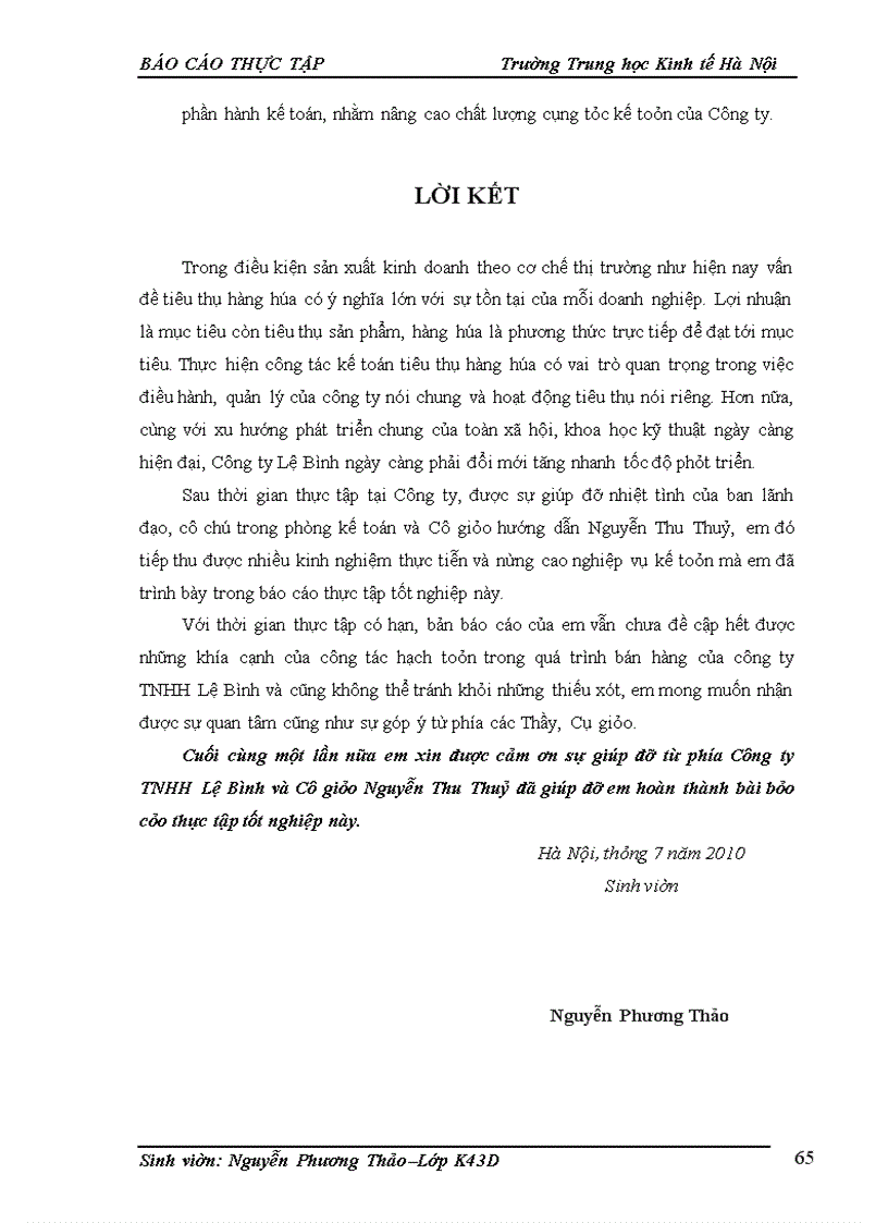 image for page Kế toán bán hàng và xác định kết quả bán hàng ở Công ty TNHH Lệ Bình