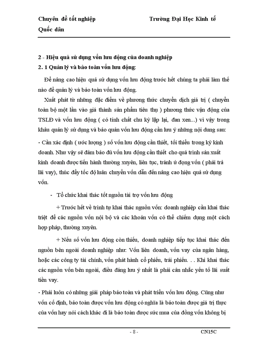 image for page Vốn lưu động và hiệu quả sử dụng vốn lưu động của Công ty Cổ phần Thành Trung