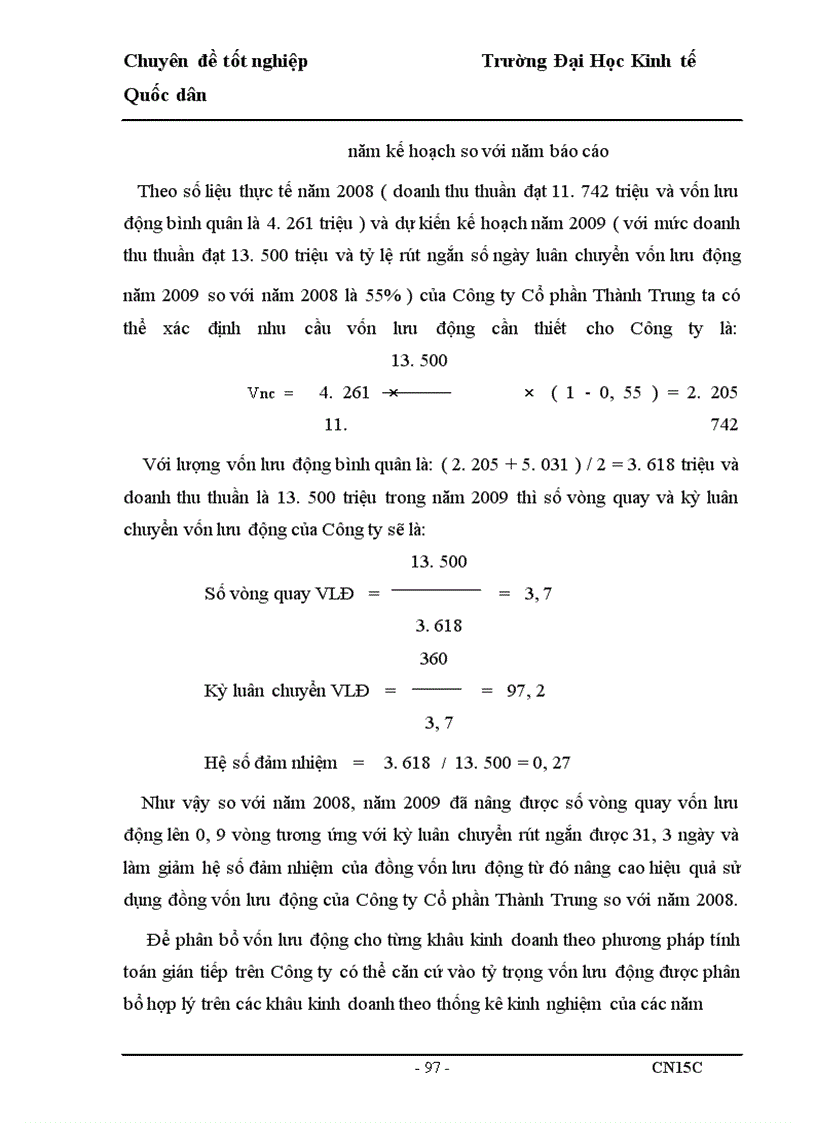 image for page Vốn lưu động và hiệu quả sử dụng vốn lưu động của Công ty Cổ phần Thành Trung