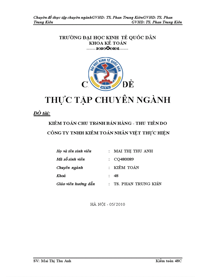 image for page Kiểm toán chu trình bán hàng - thu tiền do do Công ty TNHH Kiểm toán Nhân Việt thực hiện