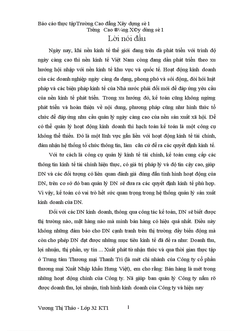 image for page Bán hàng và xác định kết quả kinh doanh cuả Công ty cổ phần thương mại Xuất Nhập khẩu Hưng Việt