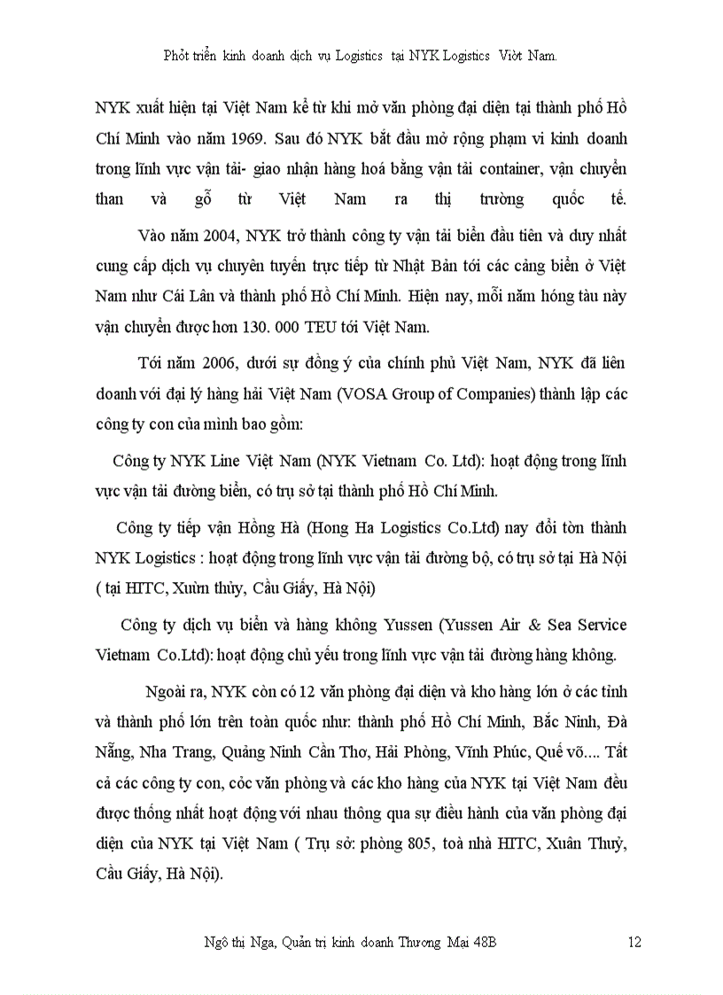 image for page Phát triển kinh doanh dịch vụ Logistics tại công ty NYK Logistics Việt Nam