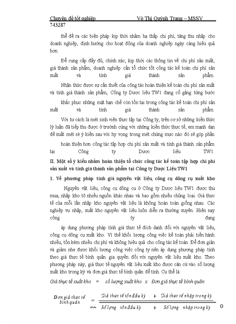 image for page Hoàn thiện tổ chức công tác kế toán chi phí sản xuất và tính giá thành sản phẩm tại Công ty Dược liệu TW1