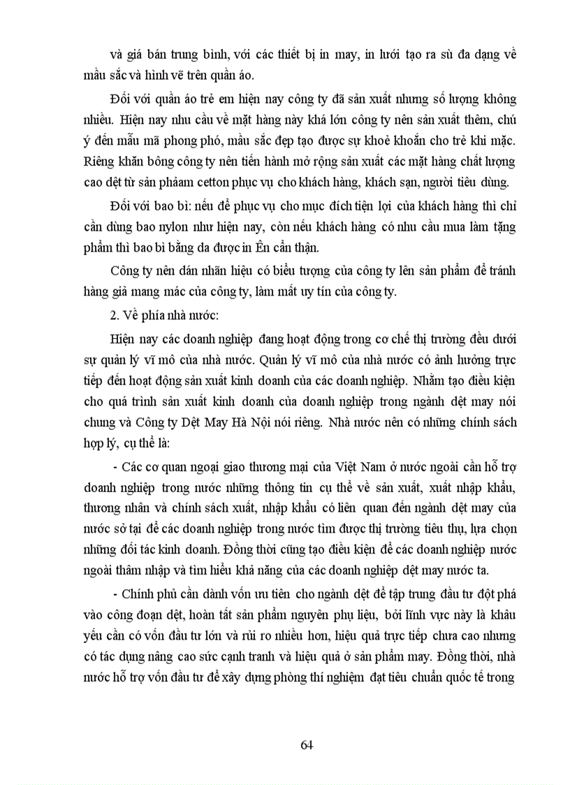 image for page Nâng cao hiệu quả sản xuất kinh doanh của Công ty Dệt may Hà nội