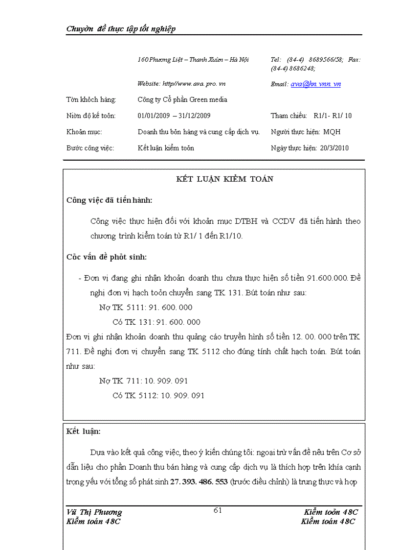 image for page Hoàn thiện kiểm toán khoản mục doanh thu bán hàng và cung cấp dịch vụ trong quy trình kiểm toán BCTC do Công ty TNHH Tư vấn Kế toán và Kiểm toán Việt Nam (Công ty AVA) thực hiện