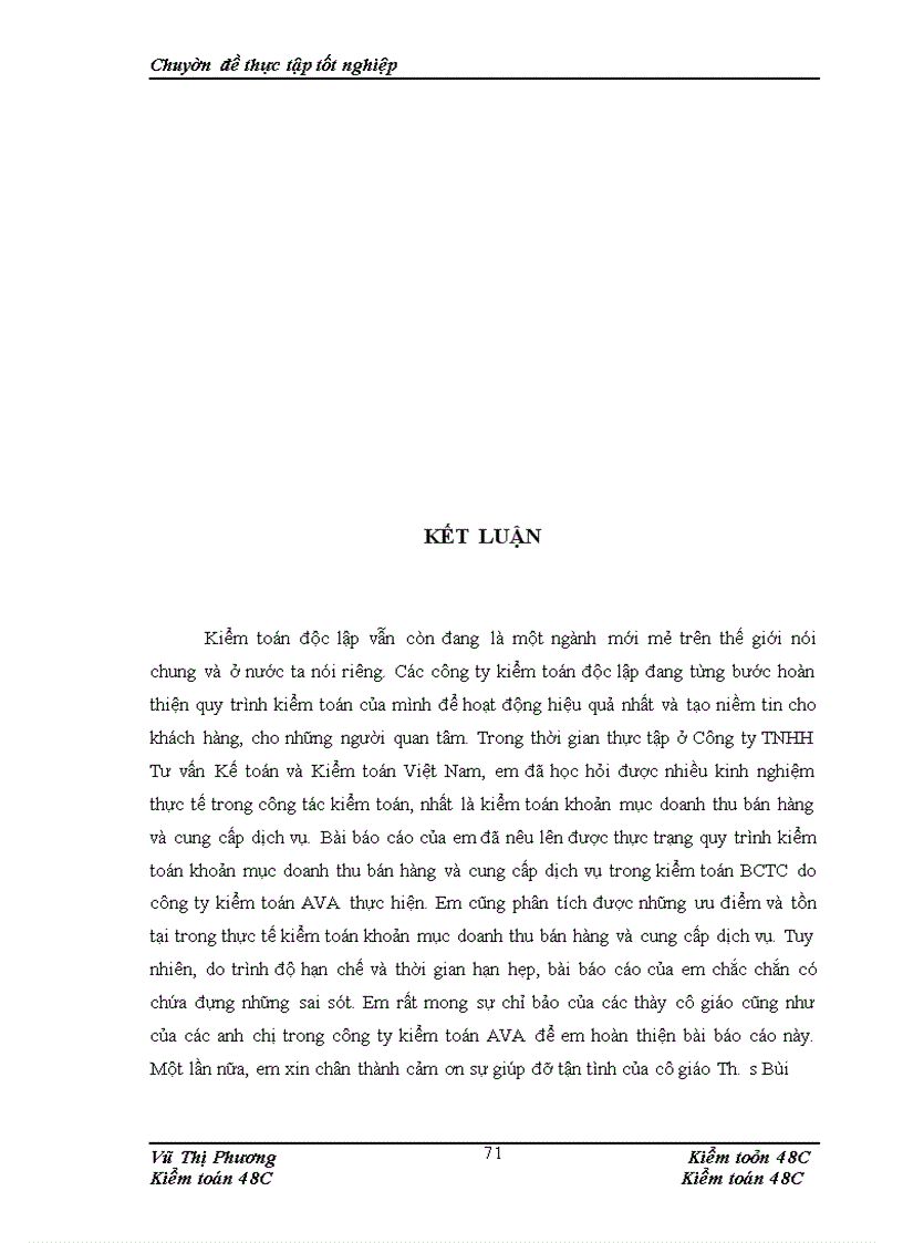 image for page Hoàn thiện kiểm toán khoản mục doanh thu bán hàng và cung cấp dịch vụ trong quy trình kiểm toán BCTC do Công ty TNHH Tư vấn Kế toán và Kiểm toán Việt Nam (Công ty AVA) thực hiện