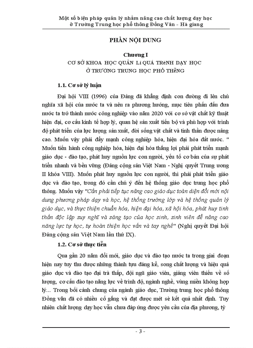 image for page Một số biện pháp quản lý nhằm nâng cao chất lượng dạy học ở trường trung học phổ thông Đồng Văn - Hà giang