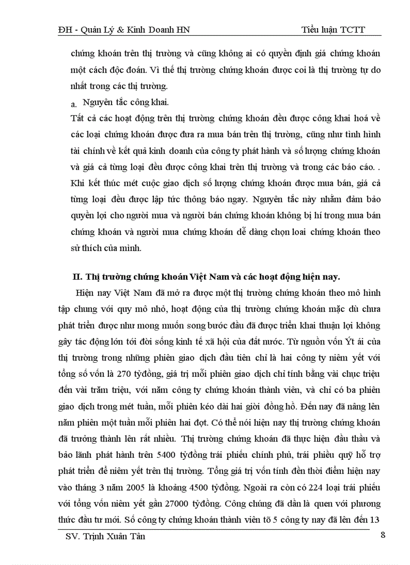 image for page Thị trường chứng khoán Việt Nam và các hoạt động hiện nay.