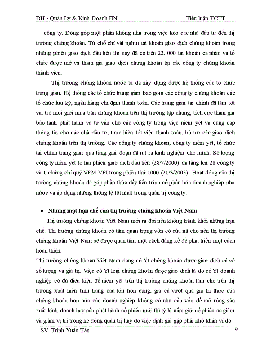 image for page Thị trường chứng khoán Việt Nam và các hoạt động hiện nay.