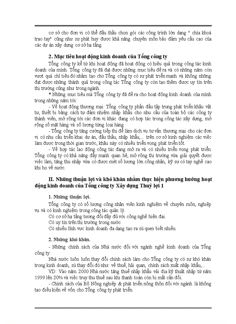 image for page Thực trạng của Tổng công ty đối với các lĩnh vực quản lý và kinh doanh của Tổng công ty Xây dựng Thuỷ lợi I