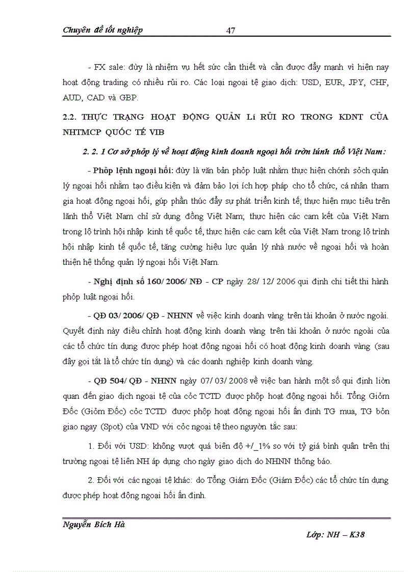 image for page Hạn chế rủi ro trong hoạt động kinh doanh ngoại tệ tại NHTMCP Quốc Tế-VIB