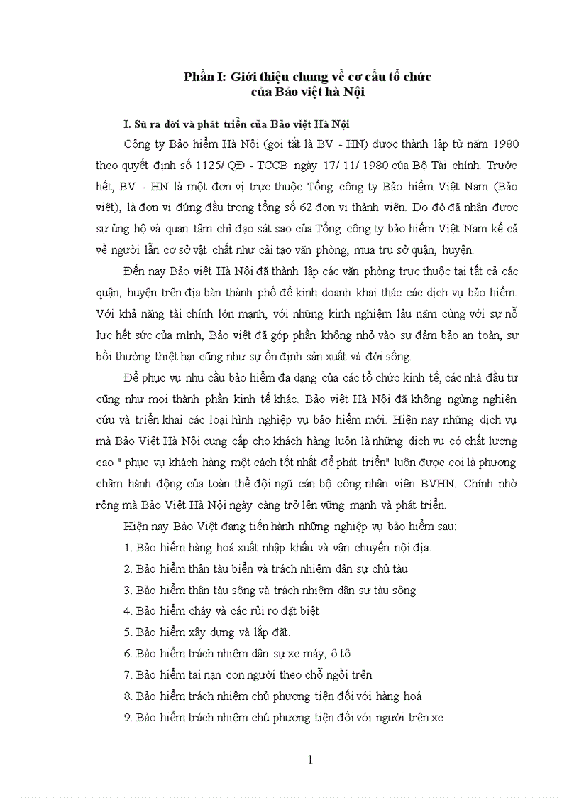 image for page Tổ chức của công ty bảo hiểm Hà nội