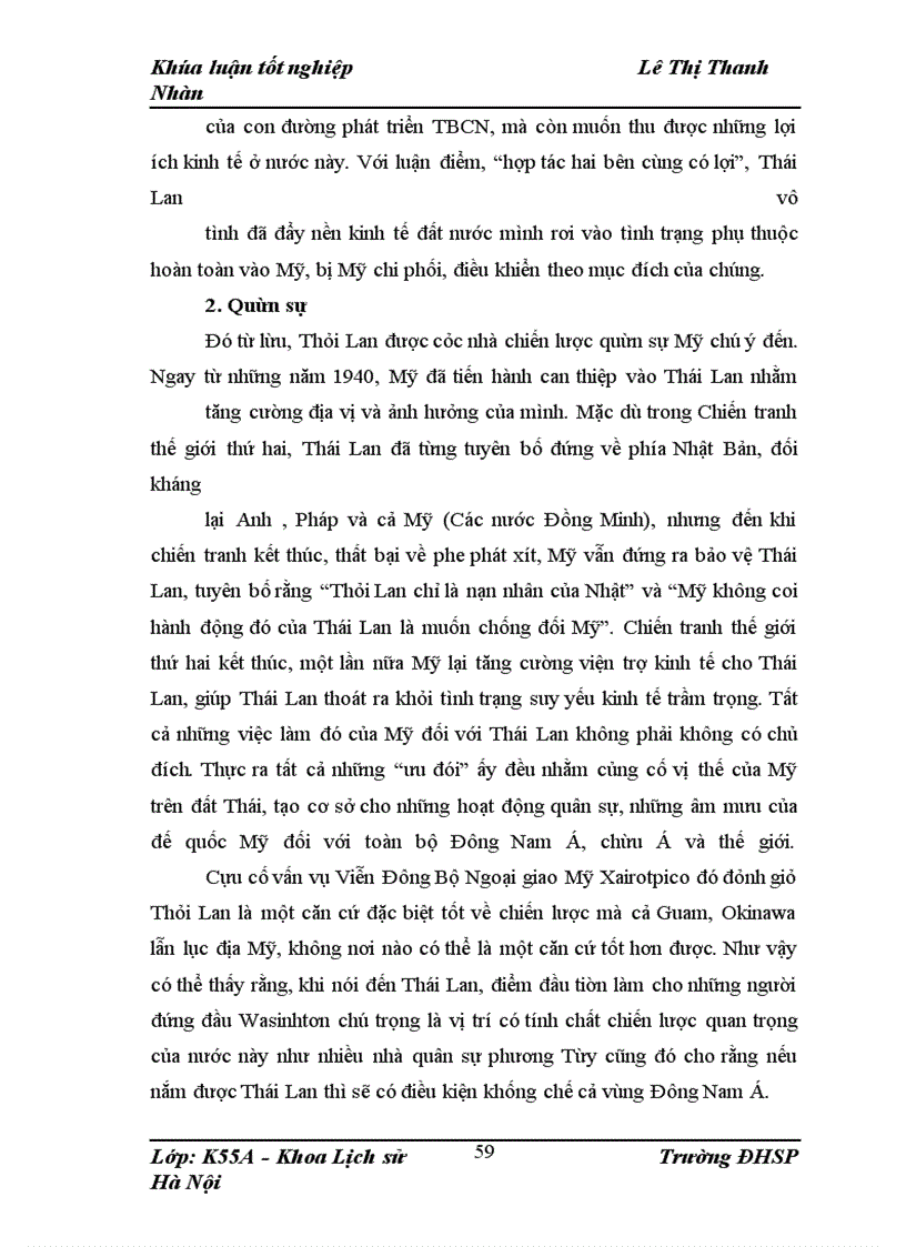image for page Những nội dung cơ bản trong chính sách kinh tế - quân sự của Thái Lan đối với Mỹ
