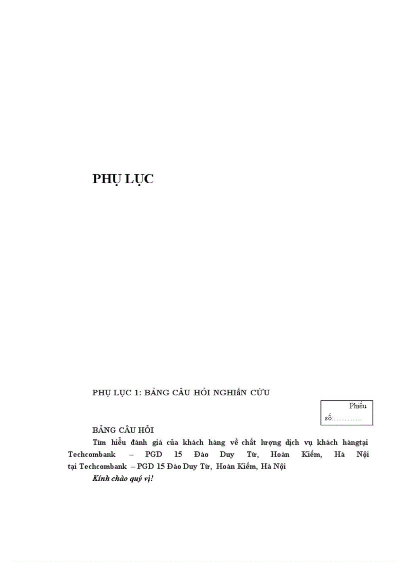 image for page Chất lượng dịch vụ khách hàng tại Chi nhánh Techcombank Hà Nội