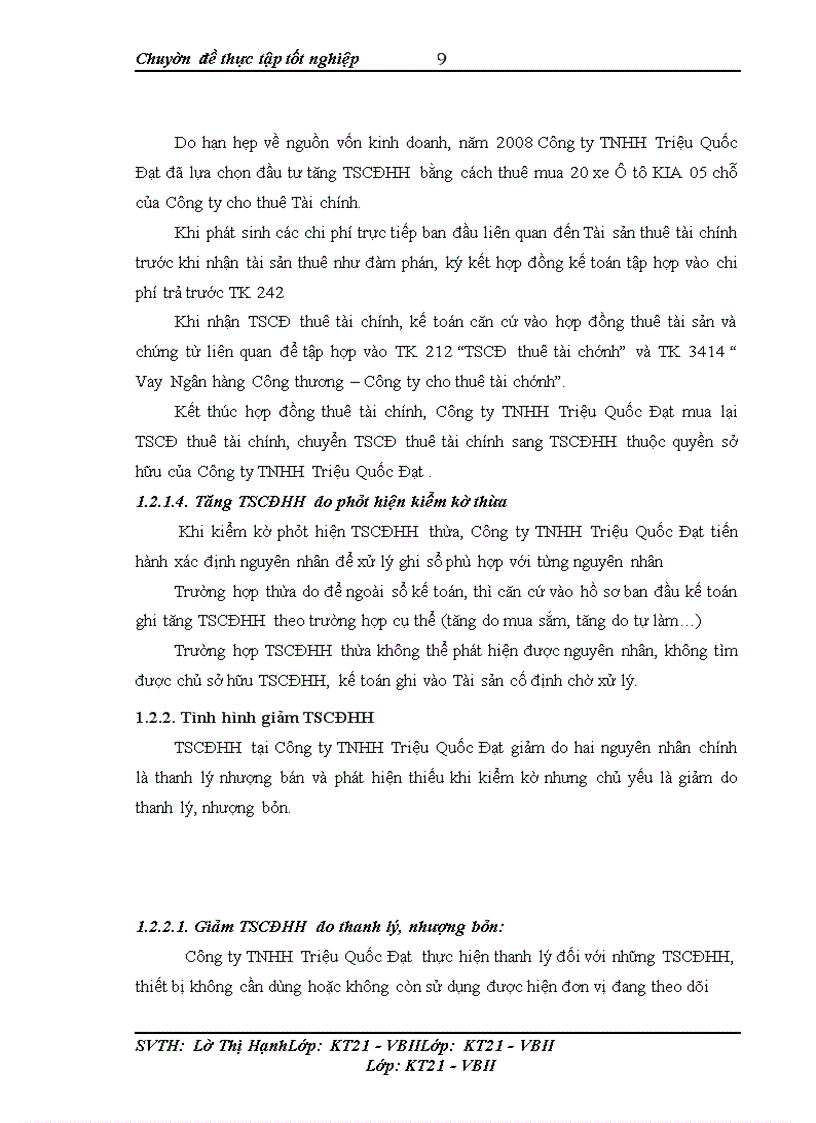 image for page Hoàn thiện kế toán tài sản cố định hữu hình với việc nâng cao hiệu quả sử dụng tài sản cố định hữu hình tại Công ty TNHH Triệu Quốc Đạt
