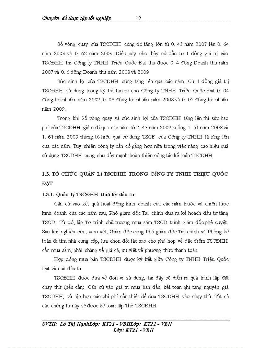 image for page Hoàn thiện kế toán tài sản cố định hữu hình với việc nâng cao hiệu quả sử dụng tài sản cố định hữu hình tại Công ty TNHH Triệu Quốc Đạt