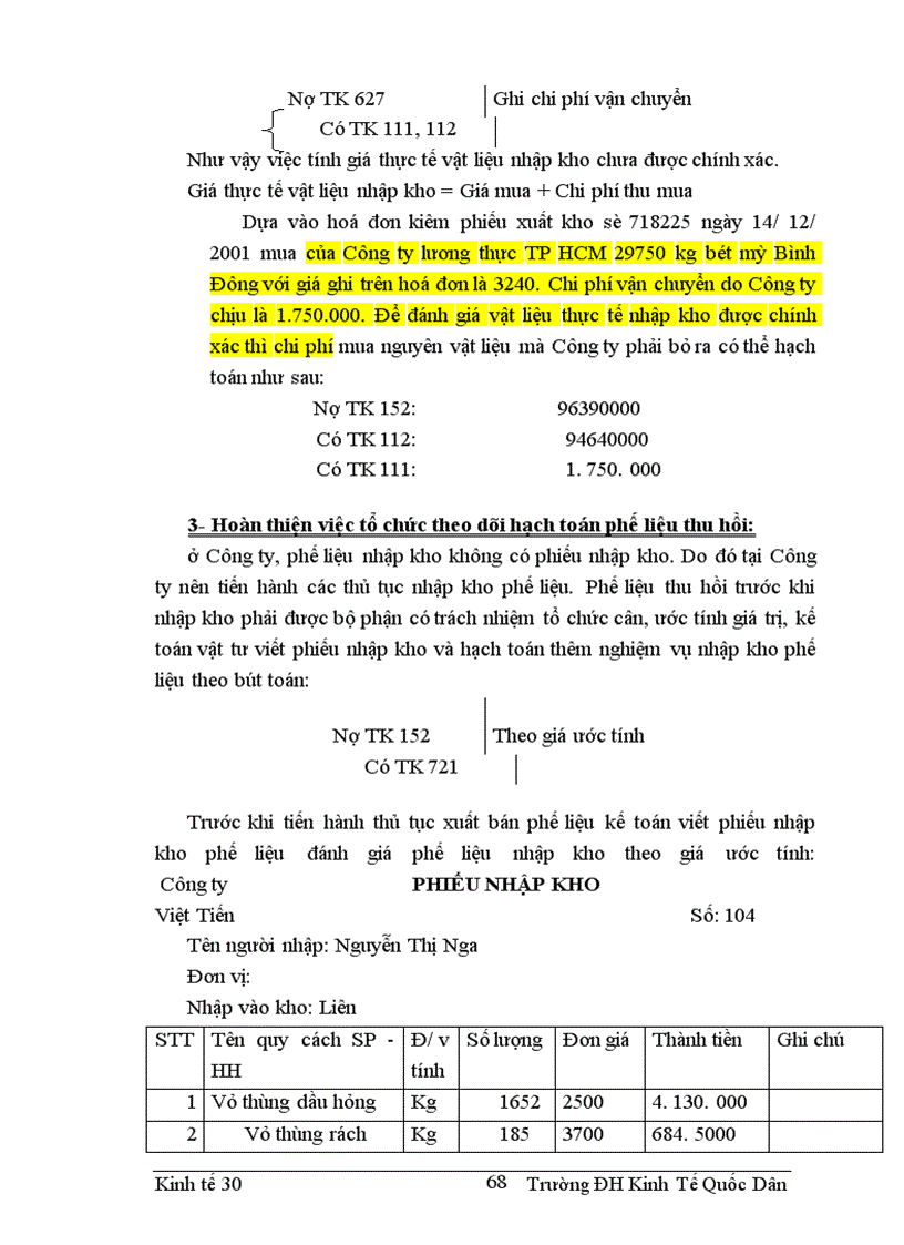 image for page Thực trạng hạch toán nguyên vật liệu tại Công ty kinh doanh và chế biến lương thực việt tiến