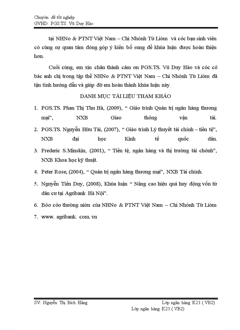 image for page Nâng cao hiệu quả huy động nguồn tiền gửi tại NHNo&PTNT Việt Nam – Chi Nhánh Từ Liêm