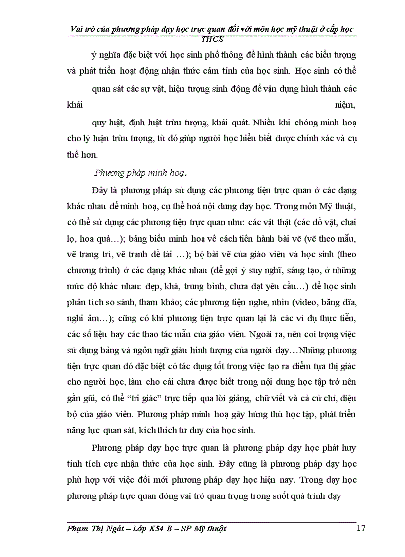 image for page Vai trò của phương pháp dạy học trực quan đối với môn học mỹ thuật ở cấp học THCS
