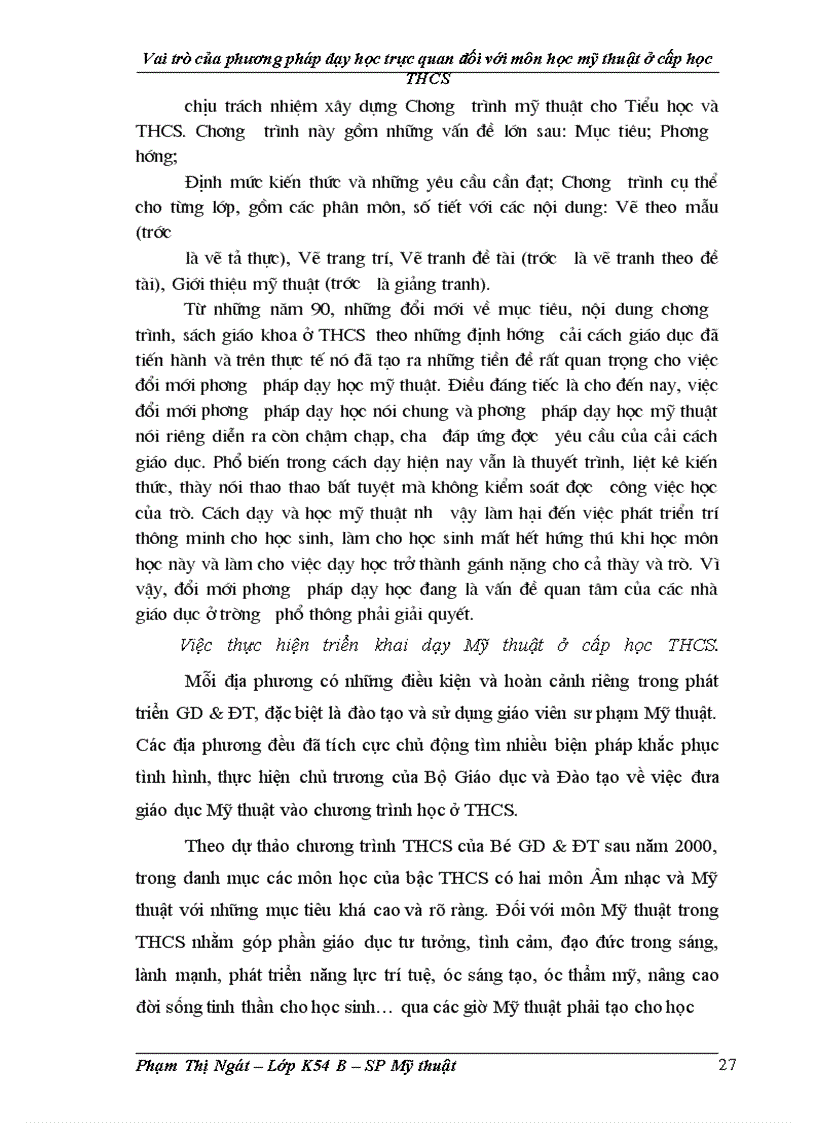 image for page Vai trò của phương pháp dạy học trực quan đối với môn học mỹ thuật ở cấp học THCS