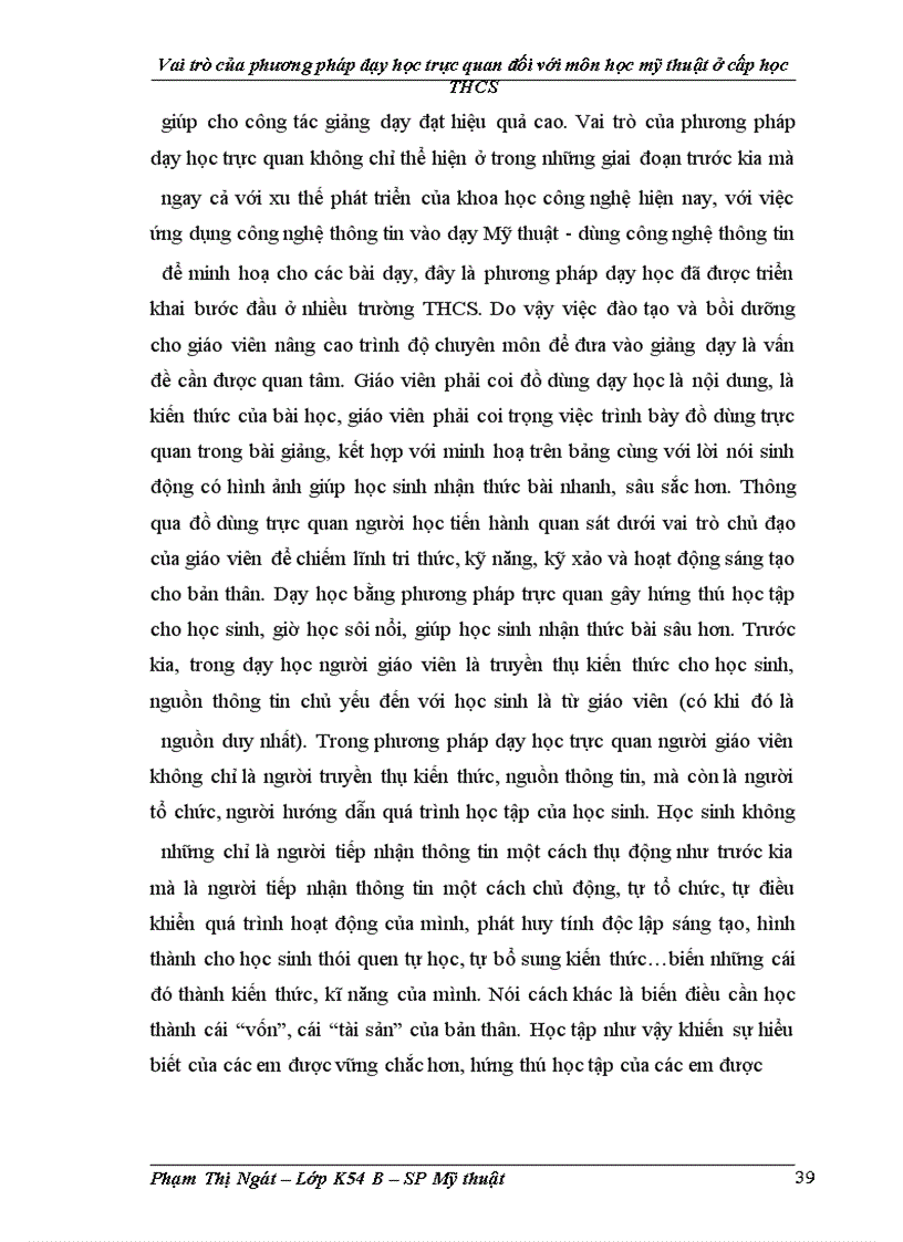 image for page Vai trò của phương pháp dạy học trực quan đối với môn học mỹ thuật ở cấp học THCS