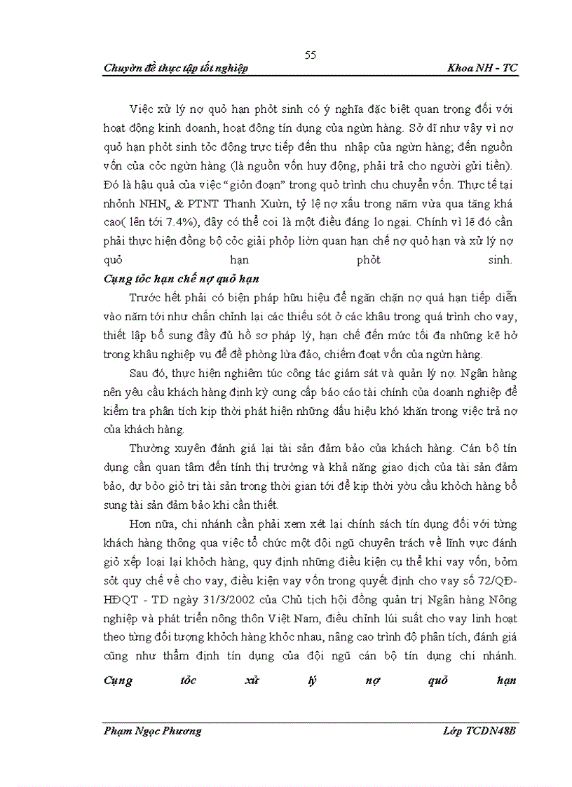 image for page Nâng cao chất lượng tín dụng tại NHNo & PTNT chi nhánh Thanh Xuân