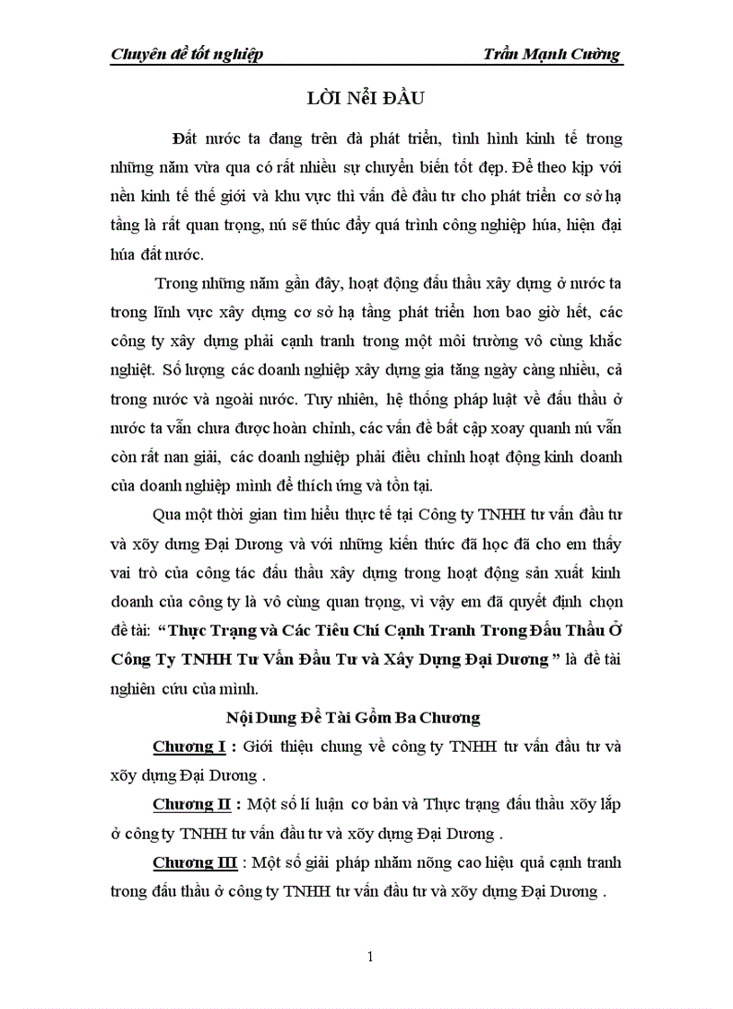 image for page Thực Trạng và Các Tiêu Chí Cạnh Tranh Trong Đấu Thầu Ở Công Ty TNHH Tư Vấn Đầu Tư và Xây Dựng Đại Dương