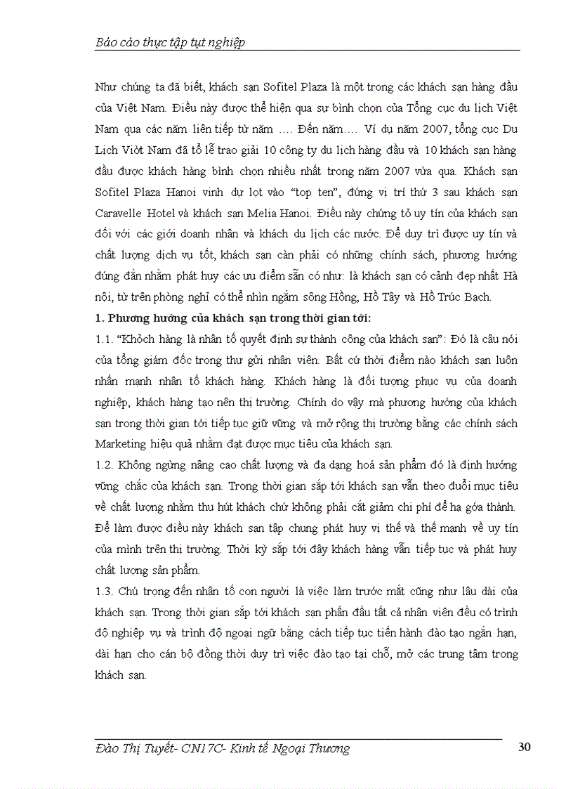 image for page Thực trạng kinh doanh ở khách sạn Sofitel Plaza Hanoi