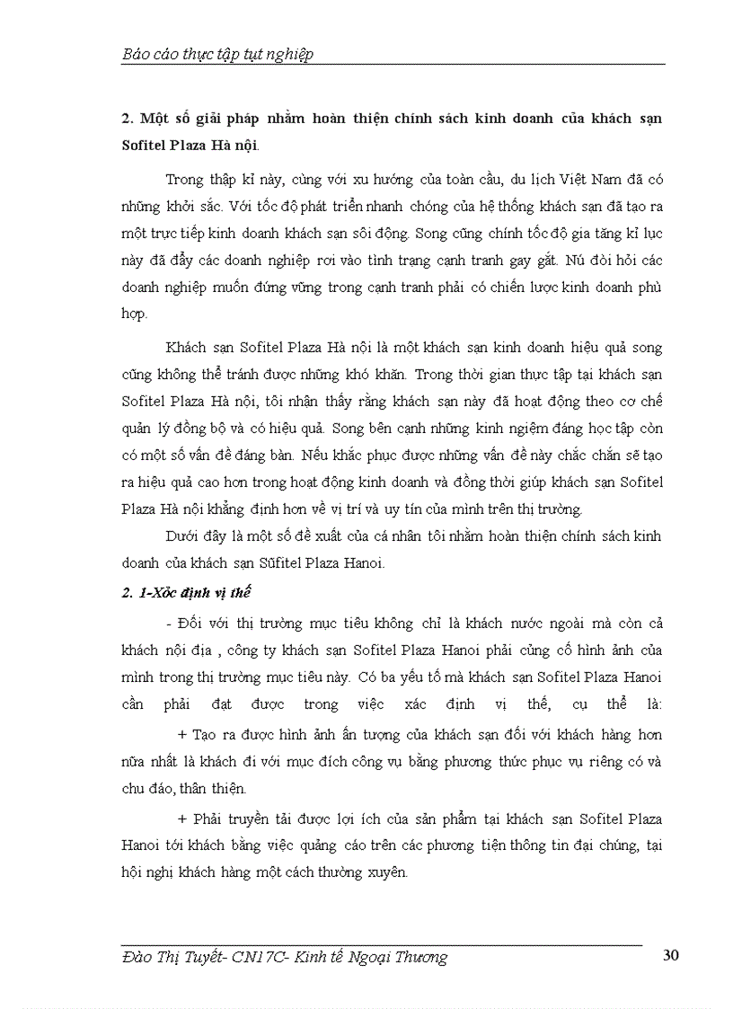 image for page Thực trạng kinh doanh ở khách sạn Sofitel Plaza Hanoi