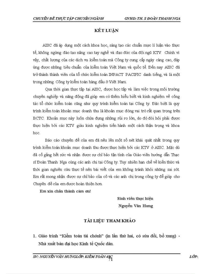 image for page Hoàn thiện quy trình kiểm toán khoản mục doanh thu trong kiểm toán Báo cáo tài chính do Công ty Trách nhiệm hữu hạn Kiểm toán và Dịch vụ Tin học Thành phố Hồ Chí Minh thực hiện