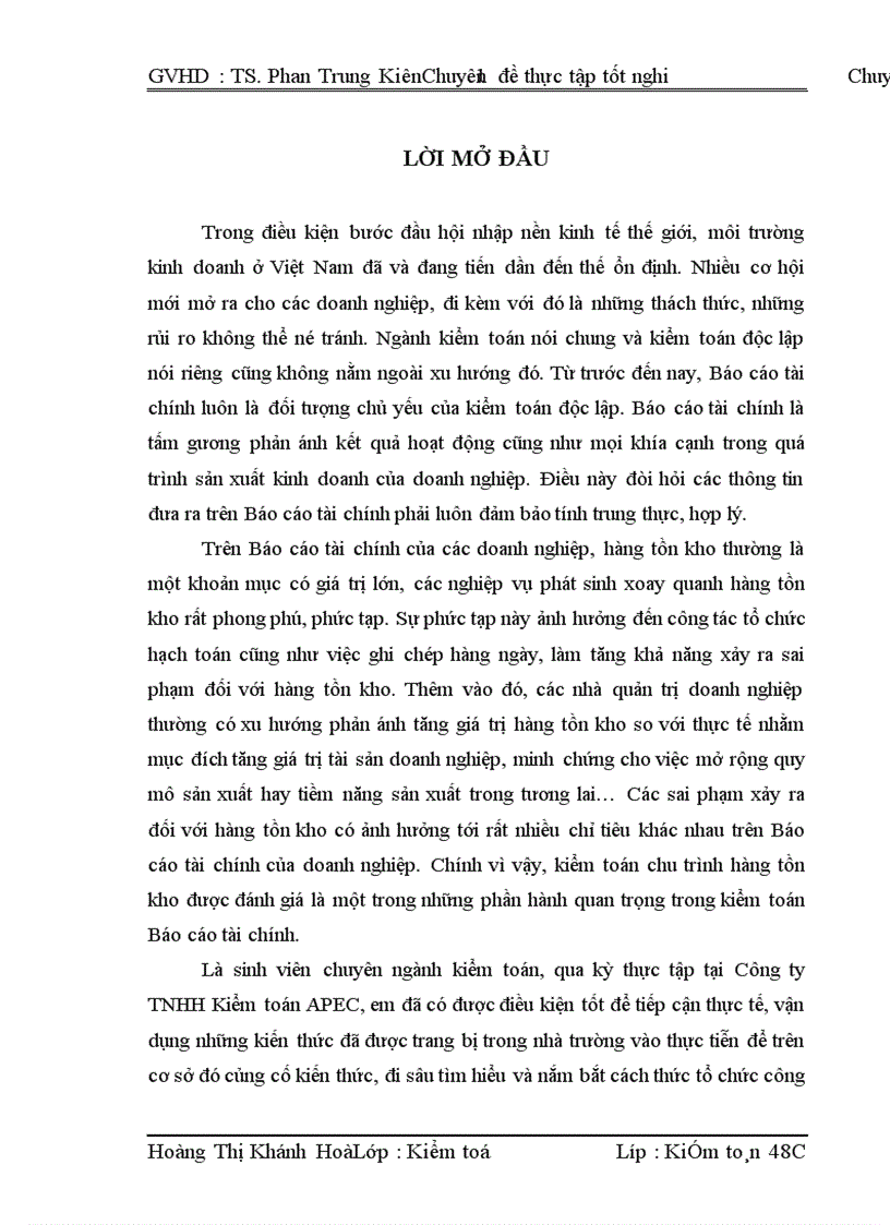 image for page Kiểm toán chu trình hàng tồn kho trong qui trình kiểm toán BCTC do công ty TNHH Kiểm toán APEC thực hiện.