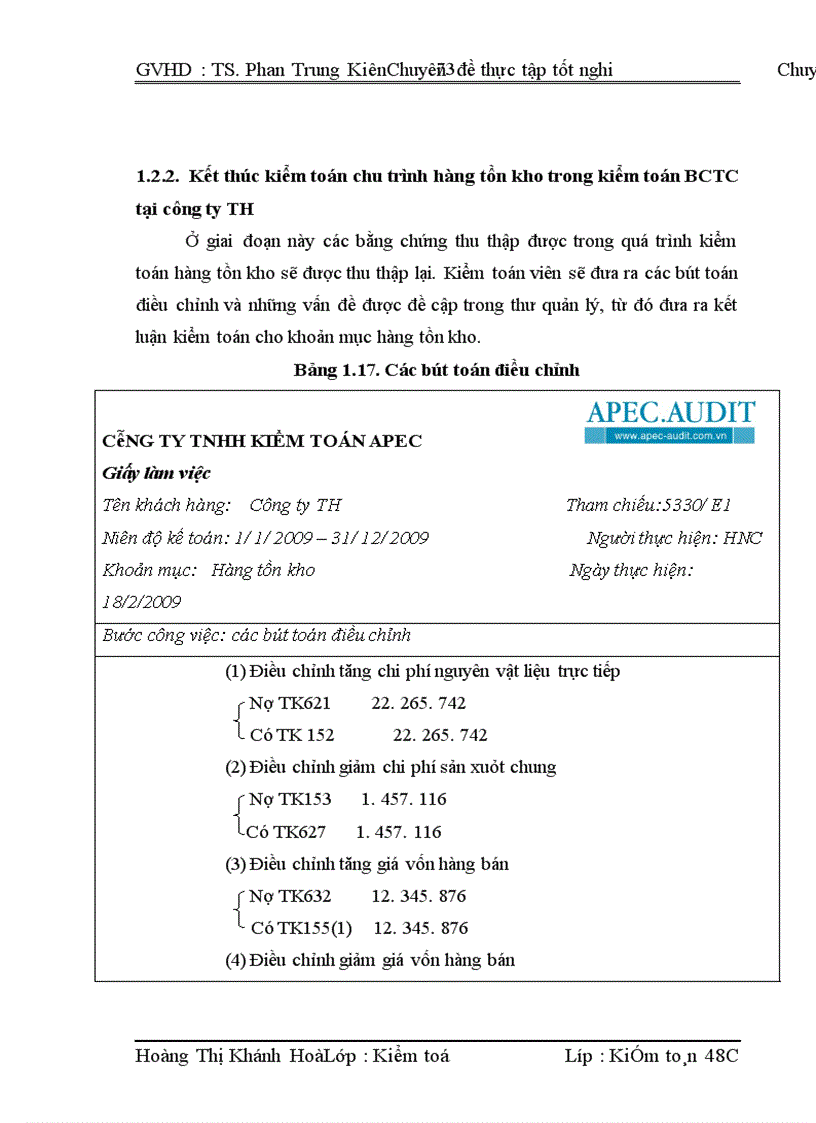 image for page Kiểm toán chu trình hàng tồn kho trong qui trình kiểm toán BCTC do công ty TNHH Kiểm toán APEC thực hiện.