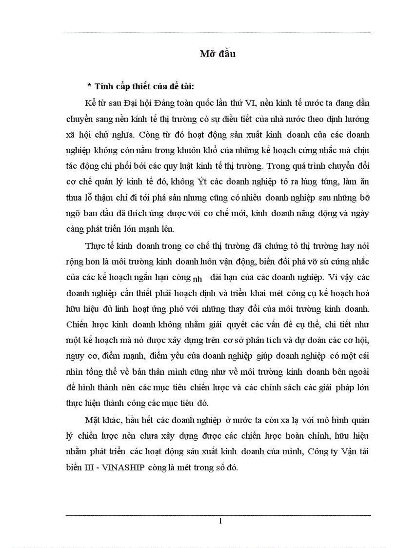 image for page Hoàn thiện công tác hoạch định chiến lược kinh doanh ở Công ty vận tải biển III-VINASHIP ------------------ vấn đề giành quyền vận tải hàng hoá cho Tổng công ty Hàng hải Việt Nam
