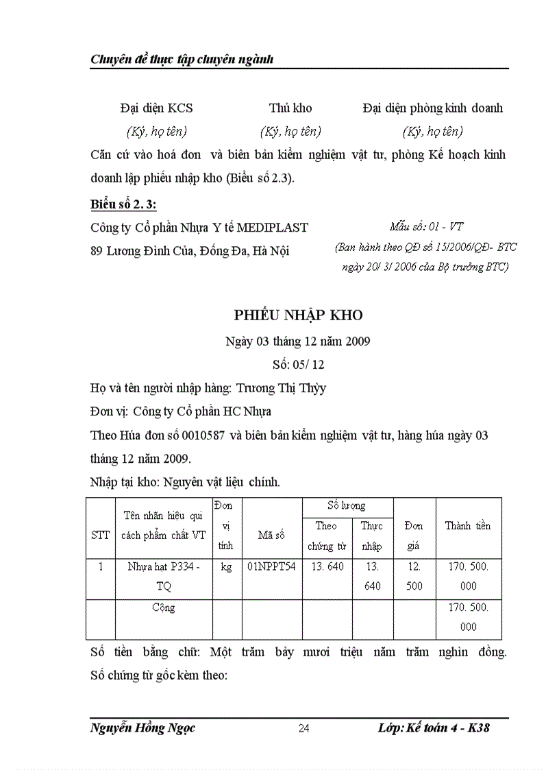 image for page Hoàn thiện kế toán nguyên vật liệu tại Công ty Cổ phần Nhựa Y tế MEDIPLAST